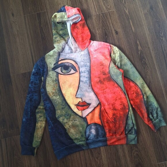 💙 Abstract Hoodie Colorful Medium Thickness Size L - Picture 2 of 7